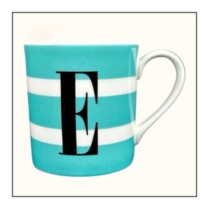 🆕 Kate Spade for Lenox "To The Letter" E Monogram Initial Porcelain Mug